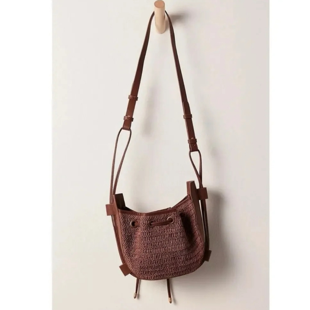 NWOT Free People Leather Crossbody Bag in Brown - Picture 2 of 9